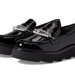 Stuart Weitzman PearlDrop Slip On Platform Loafer Flats Black 7B